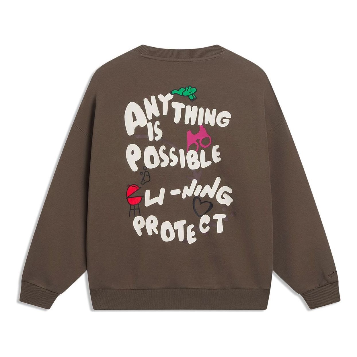 (WMNS) Li-Ning Anything Is Possible Graphic Sweatshirt 'Brown' AWDT580-2