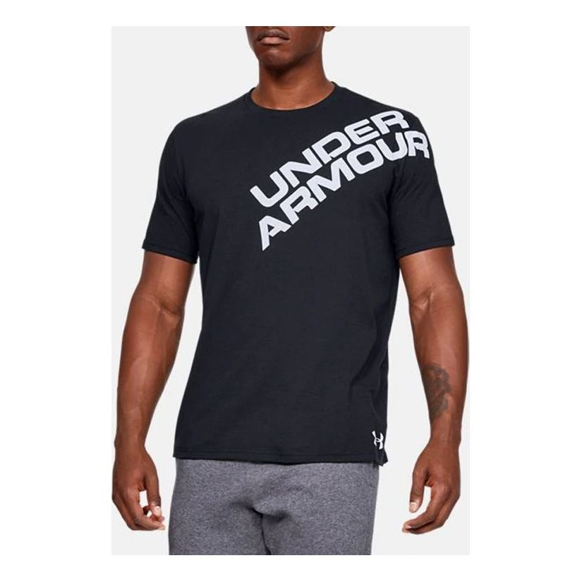Men's Under Armour UA Wordmark Shoulder Round Neck Short Sleeve Black 1344227-001