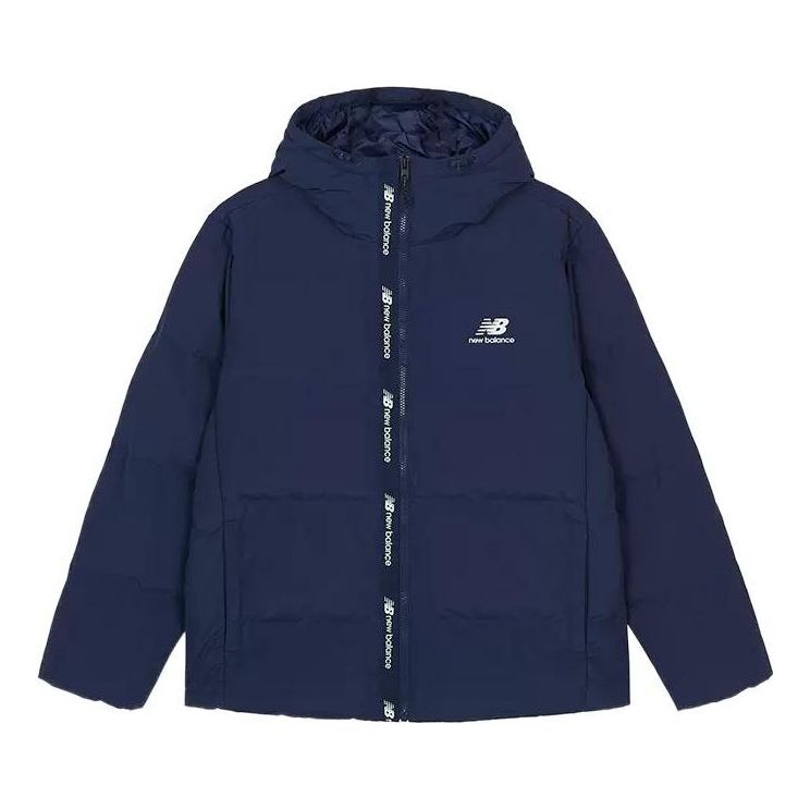 New Balance Logo Print Down Jacket Asia Sizing 'Blue Black' AMJ23343-NNY