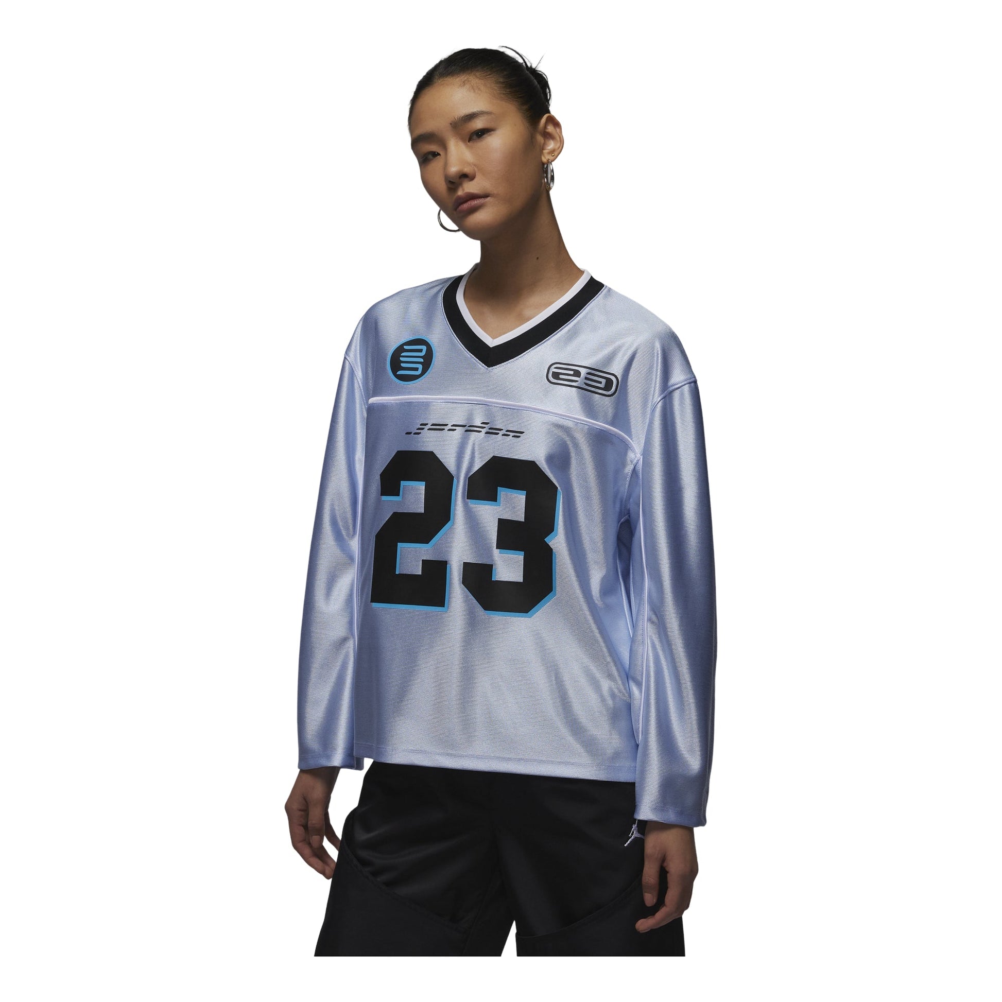 (WMNS) Air Jordan Long Sleeve Jersey Asia Sizing 'Hydrogen Blue' HF9460-407