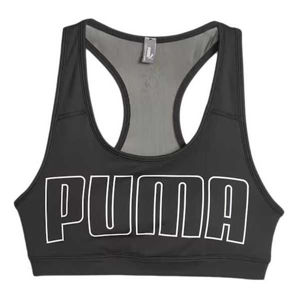 (WMNS) PUMA 4Keeps Mid Impact Graphic Training Bra 'Black' 524418-01