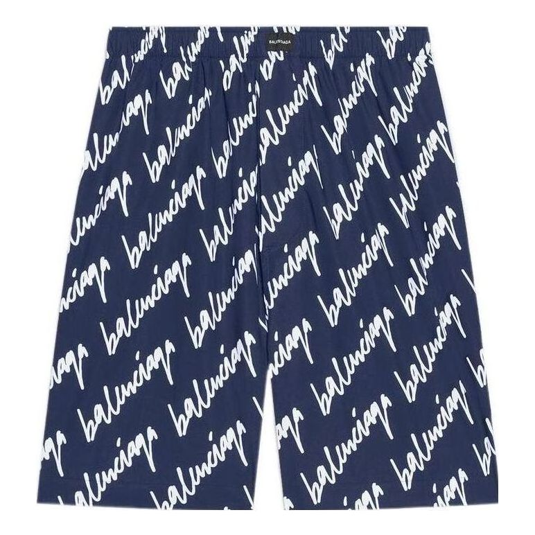 Balenciaga All Over Scribble Shorts 'Indigo' 672410TLLJ48502