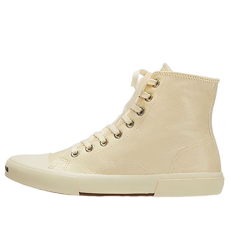 Balenciaga Paris High Top Sneakers 'Beige Leather and Beige Rubber' 688752W3RCA9090