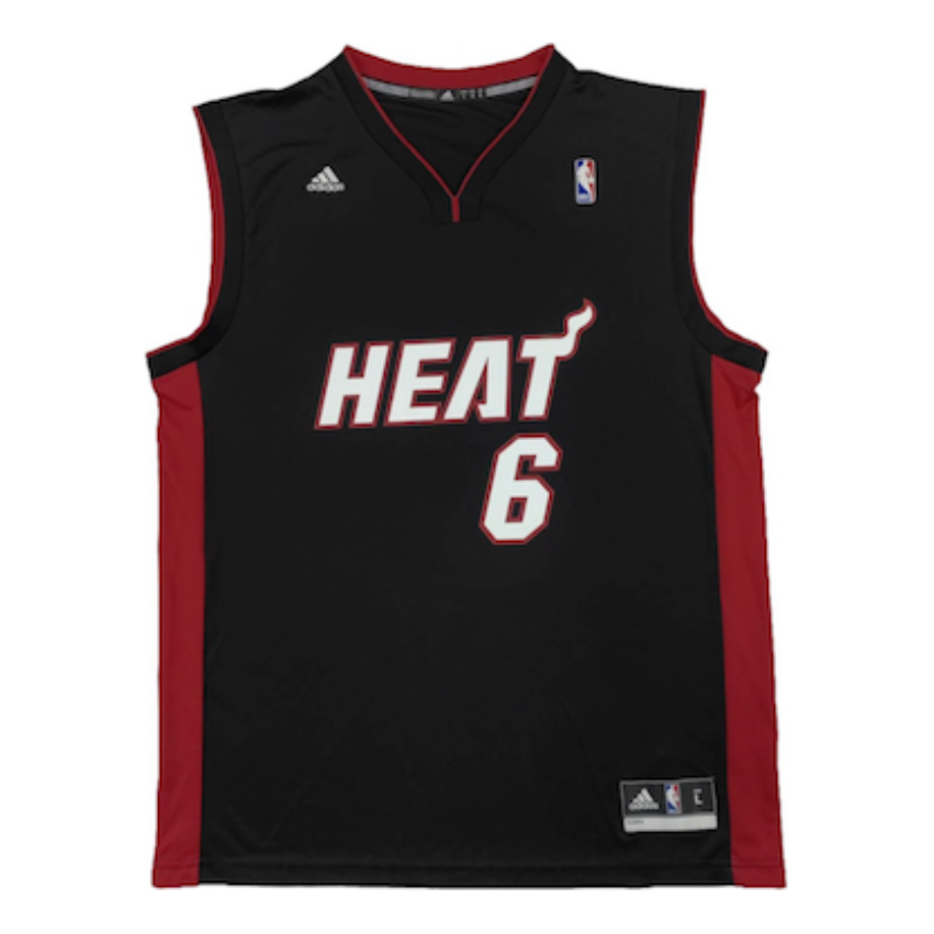 adidas Miami Heat Lebron James Jersey Asia Sizing 'Black Red' AEB1382