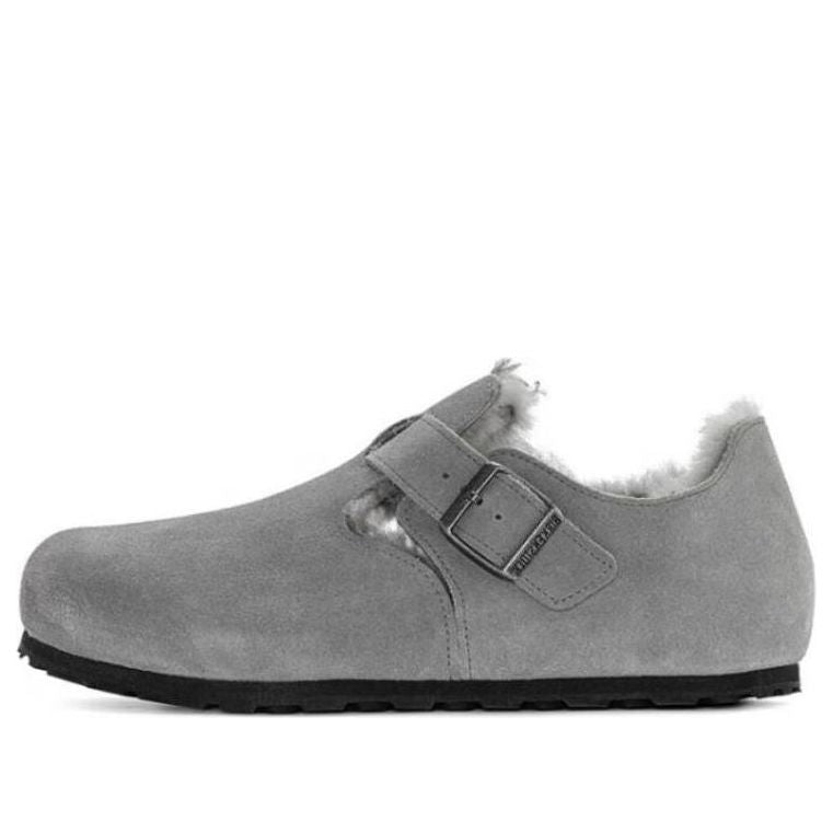 Birkenstock London Shearling Suede Leather Narrow Fit 'Whale Grey' 1020568