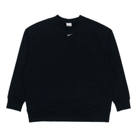 (WMNS) Nike Solid Color Logo Knit Round Neck Pullover Black Hoodie DD5468-010