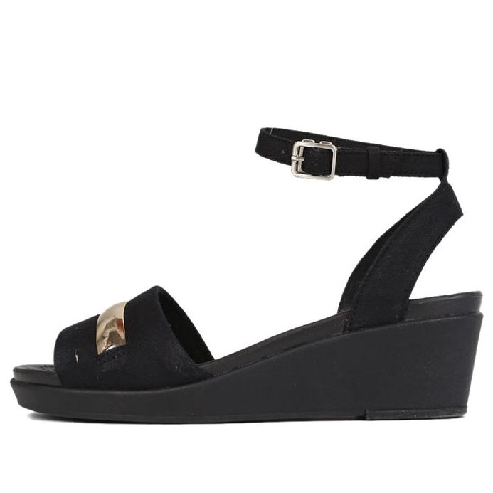 (WMNS) Crocs Metallic Coffee Sandals 'Gold Black' 205800-98A