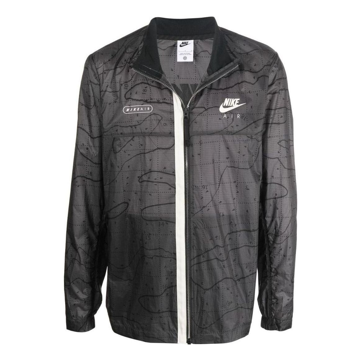 Men's Nike Logo Printing Zipper Stand Collar Long Sleeves Jacket Black DN2112-060