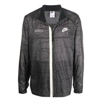 Men's Nike Logo Printing Zipper Stand Collar Long Sleeves Jacket Black DN2112-060