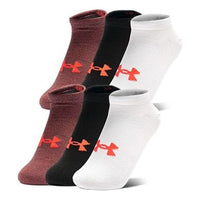 Under Armour Essentials No Show Socks - 6-Pack 'Black White Copper Red' 1358780-100