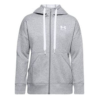 (WMNS) Under Armour Rival Logo Printing Hooded Jacket Gray 1356400-035