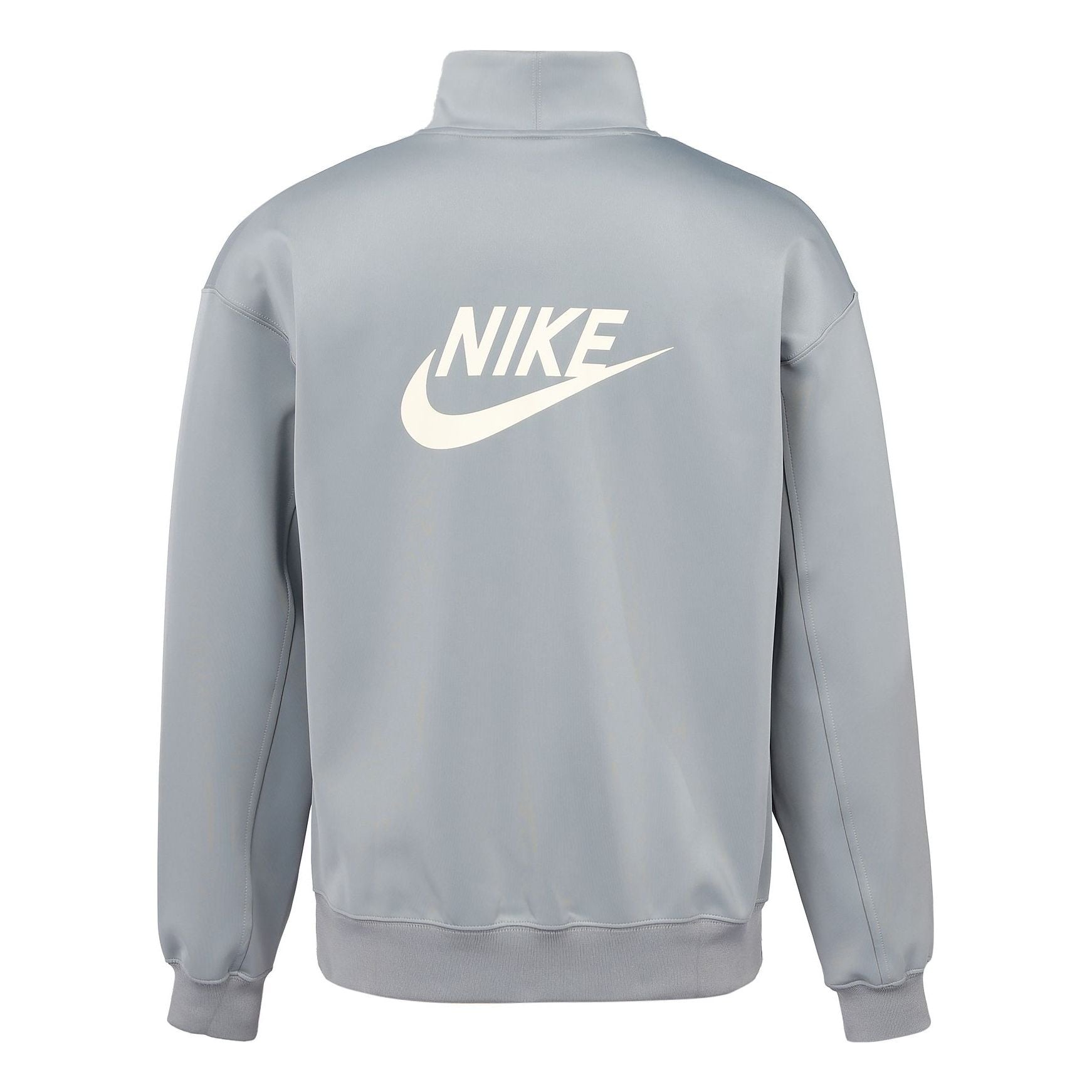 Men's Nike Back Alphabet Logo Printing Half Zipper Stand Collar Long Sleeves Jacket Milky Gray DQ4238-073