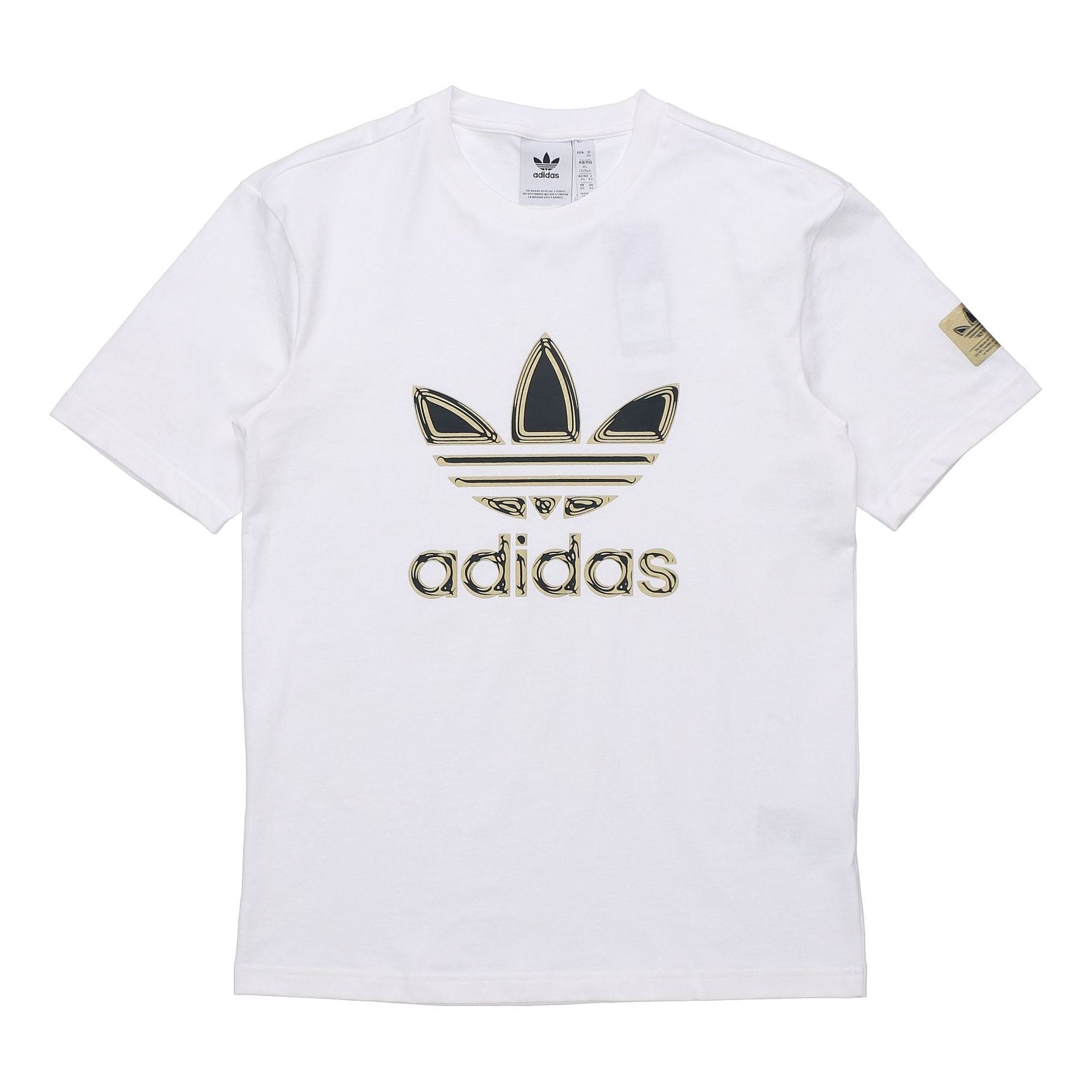 adidas Originals Logo Printing Sports Short Sleeve Tee 'White Gold Black' GT4371
