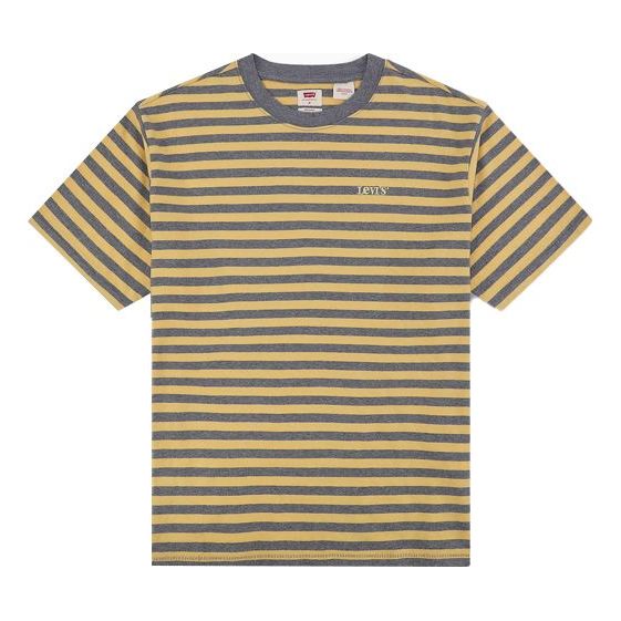 Men's Levis Colorblock Stripe Logo Embroidered Short Sleeve Yellow T-Shirt 39856-0005