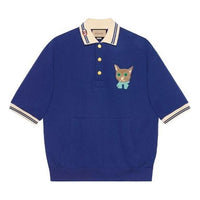Gucci Jersey Polo Sweatshirt With Gucci Cat 'Blue' 658081-XJDI4-4330