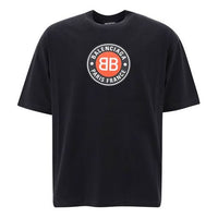 Men's Balenciaga Circular BB Alphabet Logo Short Sleeve Black 641614TJV761000