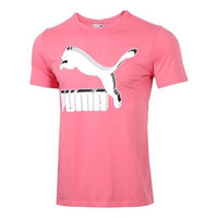 PUMA 3D Large Logo Printing Short Sleeve Pink 596535-78