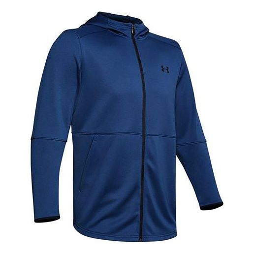 Men's Under Armour WarmUp Training Sports Zipper hooded Tops Blue 1345259-449