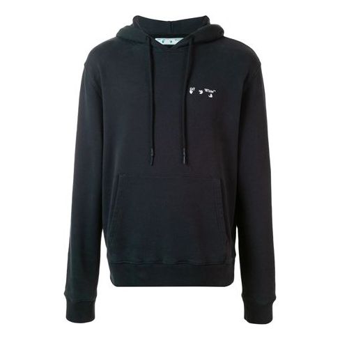Off-White Logo Printing Hooded Pullover Men Black OMBB034F20FLE0014501
