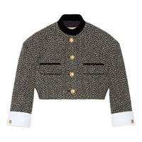 (WMNS) Gucci GG Check Tweed Jacket With Double G Buttons 'Grey Black' 674333-ZAHXT-1043