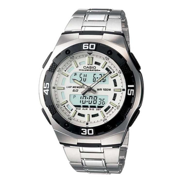 CASIO Sports Mens Silver Analog/Digital Combo AQ-164WD-7A2021