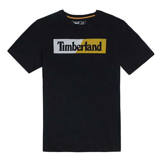 Timberland Casual Loose Round Neck Printing Short Sleeve Couple Style Black A2EM6-001