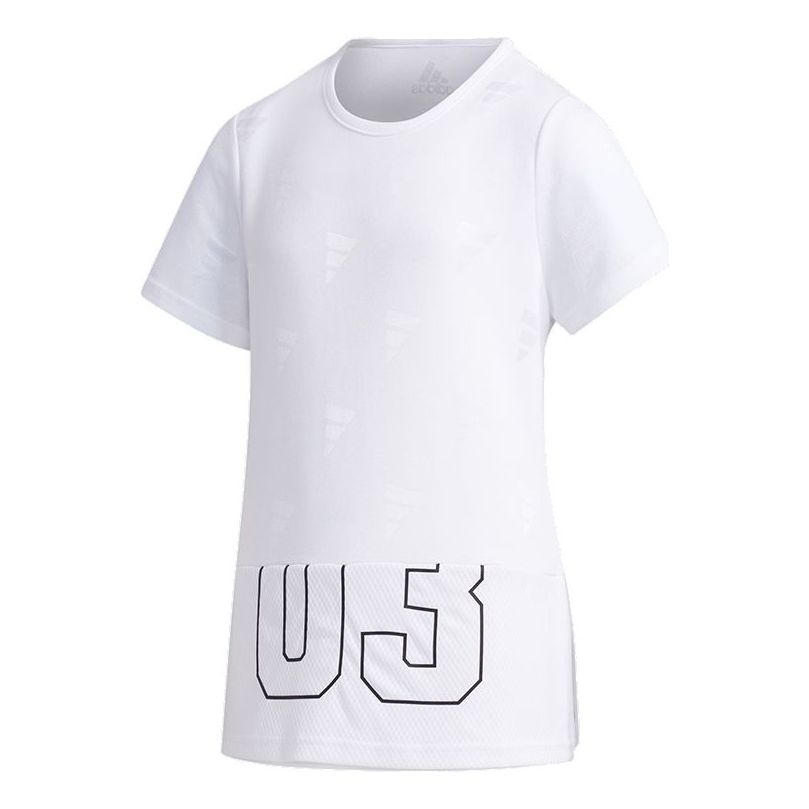 (GS) adidas YG EL SS TEE Sports Short Sleeve Big Boys White FM9844