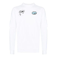 Men's Off-White SS22 Minimalistic Graffiti Printing Long Sleeves Version White T-Shirt OMAB068S22JER00301100110