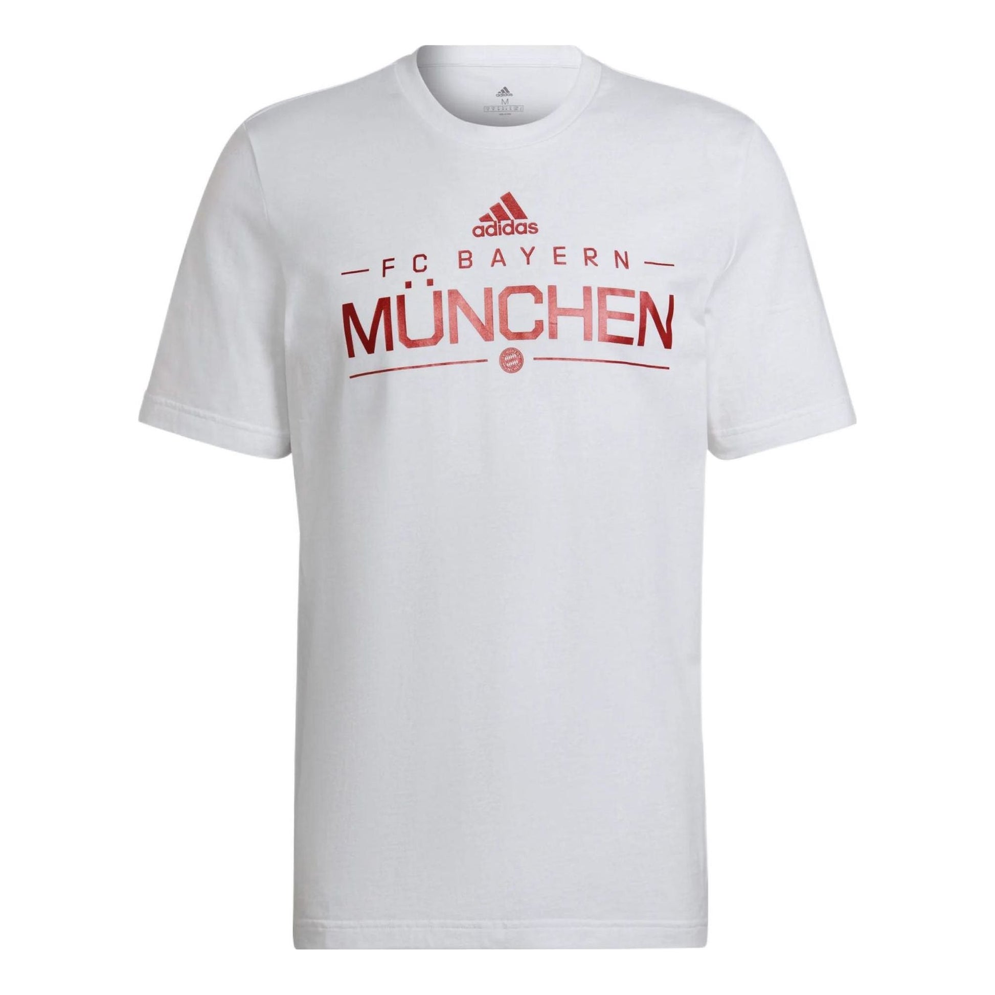 adidas Bayern Munich Black Alphabet Printing Round Neck Cotton Casual Short Sleeve White HG1241