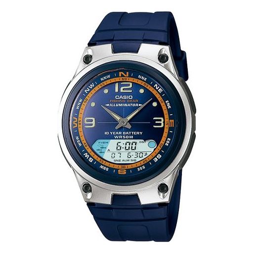 CASIO Mens SilverBlue Analog/Digital Combo AW-82-2AQ