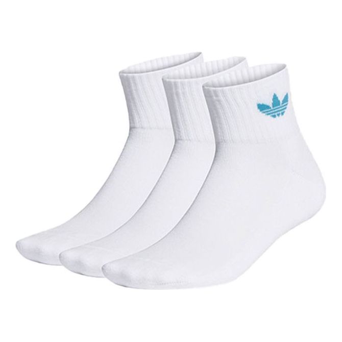 adidas originals Mid Ankle Sck Contrasting Colors Logo Sports Running Socks Couple Style 3 Pairs White GD3572