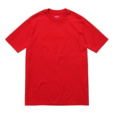 Supreme SS18 Tonal Embroidery Top Red Solid Color Embroidered Short Sleeve SUP-SS18-327