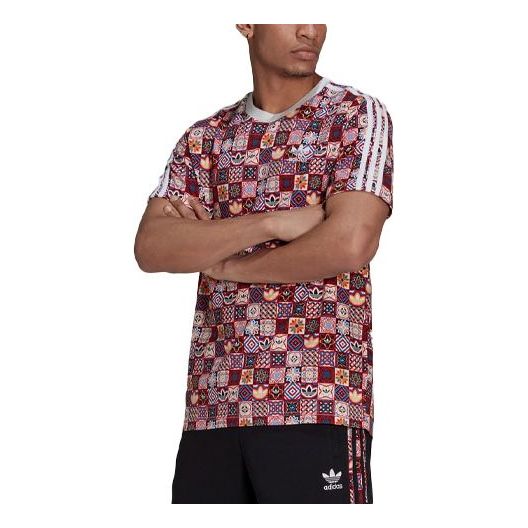 adidas originals Wxe Tee Aop Athleisure Casual Sports Round Neck Breathable Short Sleeve Red H43944