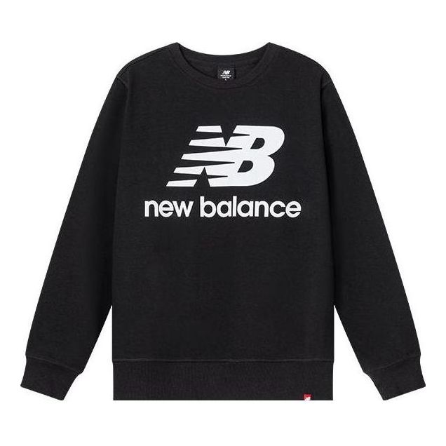 New Balance Essentials Stacked Logo Crew Sweatshirt Asia Sizing 'Black' AMT03560-BK
