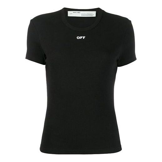 (WMNS) Off-White Cotton Letter Logo Short Sleeves OWAA065R20H790951001
