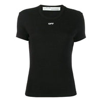 (WMNS) Off-White Cotton Letter Logo Short Sleeves OWAA065R20H790951001