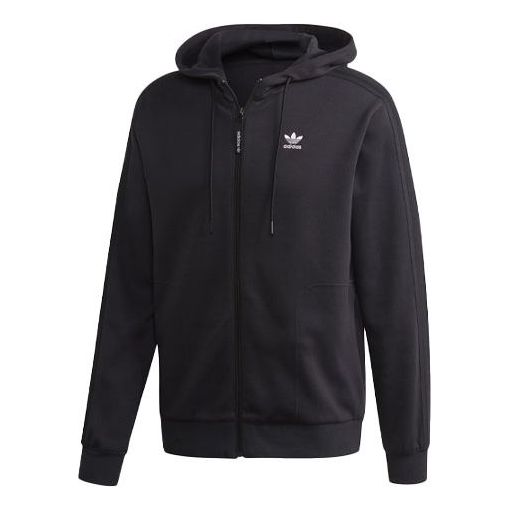 adidas originals Casual Sports Knit Hooded Jacket Black FM3700