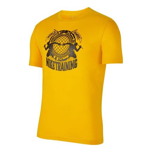 Nike Dri-Fit Training Sports Round Neck Short Sleeve Yellow CV5209-743
