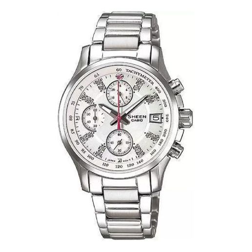 CASIO Waterproof SHEEN Stainless Steel Strap White Analog SHN-5016SP-7A