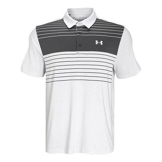 Men's Under Armour Playoff 2.0 Quick Dry Stripe Short Sleeve Polo Shirt Gray 1327037-031