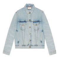 Gucci Flocking Bear Pattern Denim Jacket For Men Blue 488405-XR868-4048