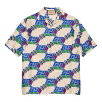 Gucci 3D GG Print Silk Shirt 'Blue Ivory' 770432-ZAPEY-9093