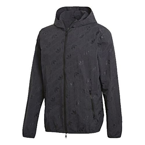 adidas originals Full Print logo Casual Hooded Jacket Black CE1549