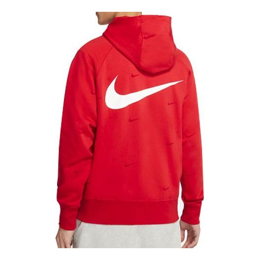 Nike Sportswear Swoosh Training Sports Windproof Fleece Lined Hooded Jacket Large Red DA0083-657