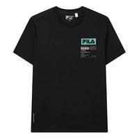 Men's FILA Alphabet Logo Round Neck Knit Short Sleeve Black T-Shirt F11M217103F-BK