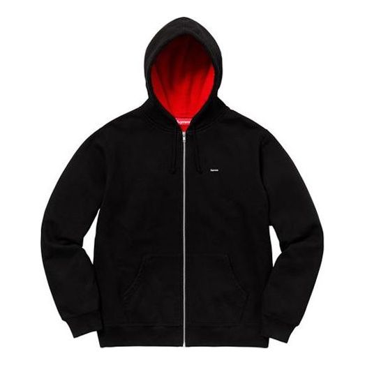 Supreme Contrast Zip Up Hooded Sweatshirt 'Black Red' SUP-FW21-387