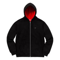 Supreme Contrast Zip Up Hooded Sweatshirt 'Black Red' SUP-FW21-387