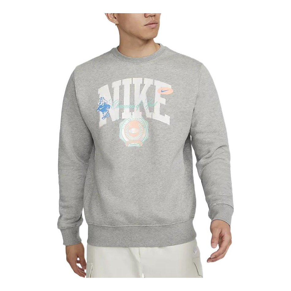 Men's Nike Alphabet Printing Round Neck Pullover Gray DR8034-063