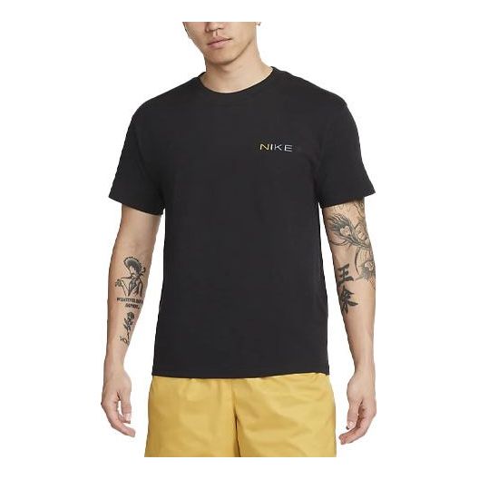 Men's Nike SS22 Back Cartoon Pattern Round Neck Short Sleeve Black T-Shirt DR7762-010