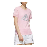 (WMNS) adidas Alphabet Logo Printing Sports Short Sleeve Pink DY8636
